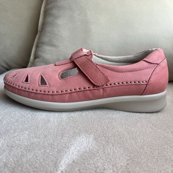 SAS Roamer Coral Pink Nubuck Leather Comfort Walking Loafers Women 7.5 Casual - Picture 2 of 16